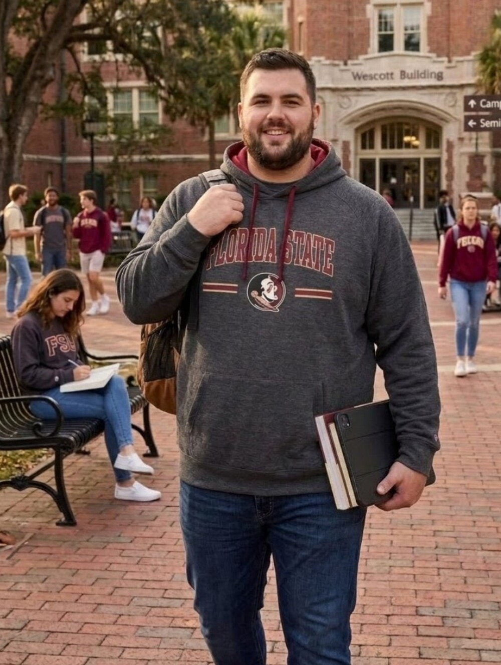 Florida State Seminoles Gray Pullover Hoodie Maroon Lining XXL EUC